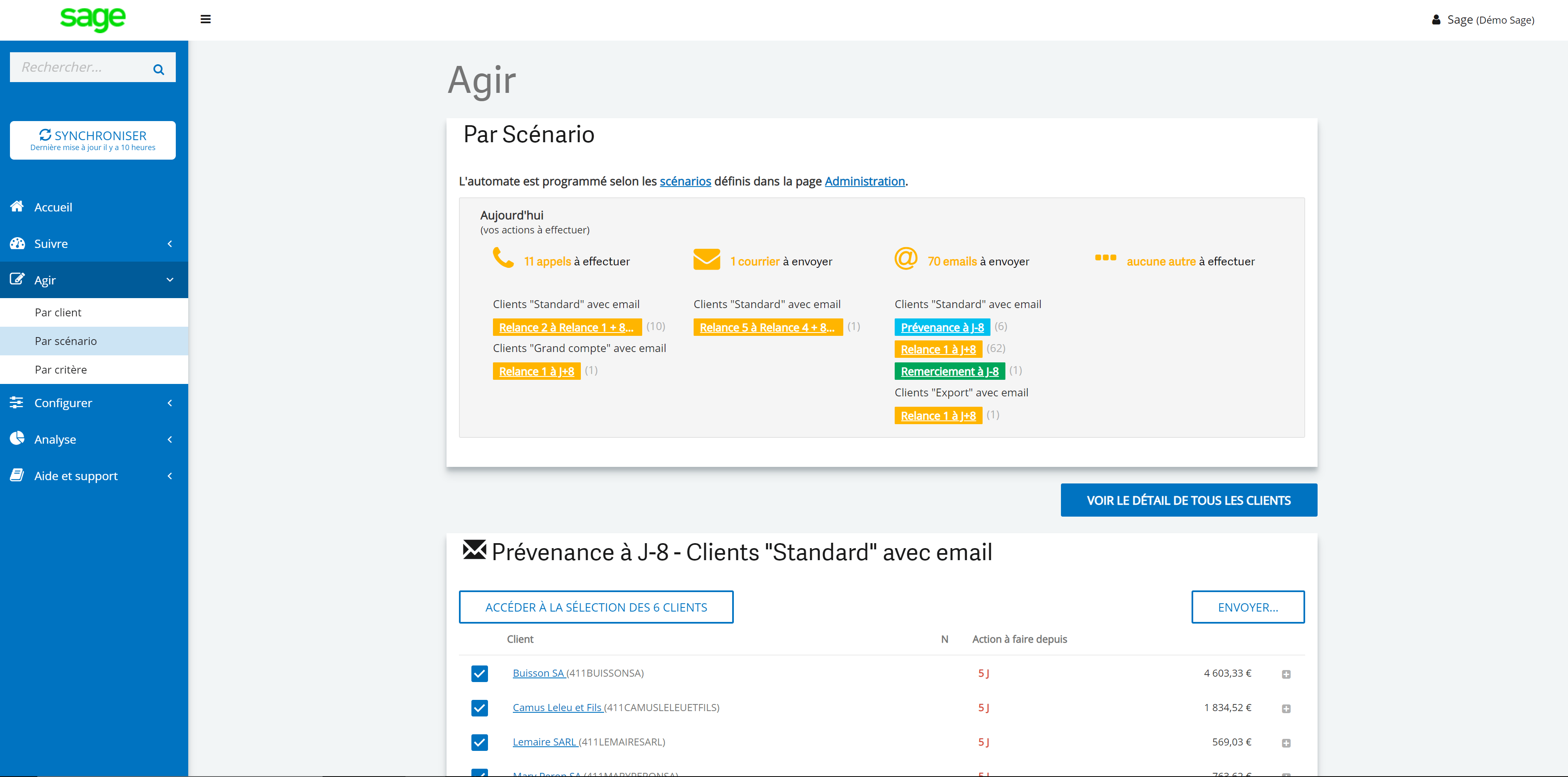 Scénarios de relance Sage SRC