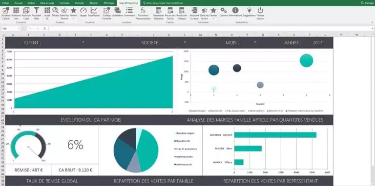 Sage BI Reporting — Évolution du chiffre d'affaires par mois