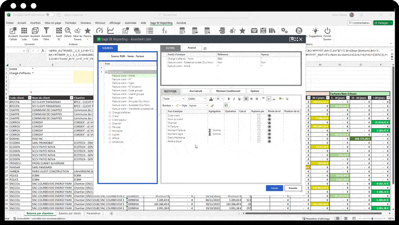 Sage BI Reporting en action — tableaux de bord Excel connectés à Sage 100
