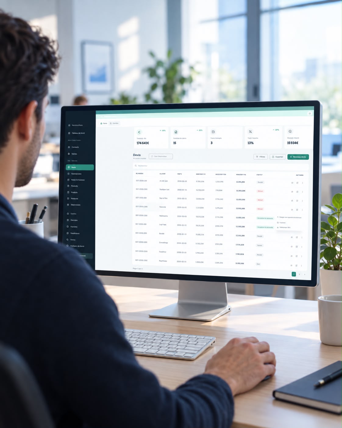 Utilisateur travaillant sur la nouvelle interface web Sage 100 Expérience