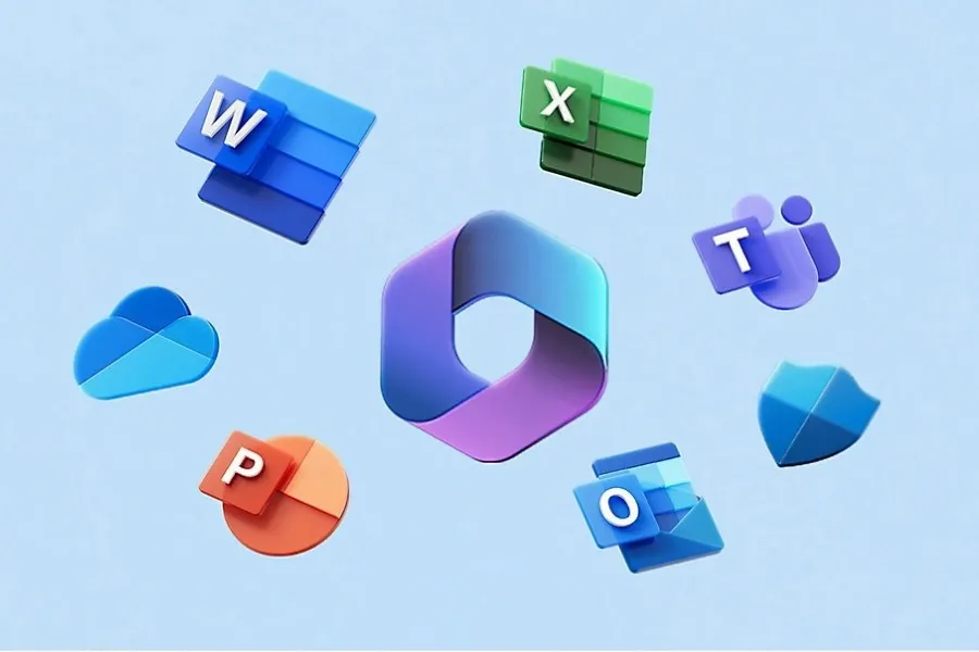 Icônes des applications Microsoft 365 couvertes par la sauvegarde YAD : Outlook, OneDrive, SharePoint, Teams